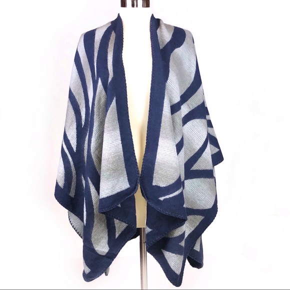 Macchia di Ruggine Accessories - Knit Wrap Shawl Navy Gray Macchia di Ruggine OS